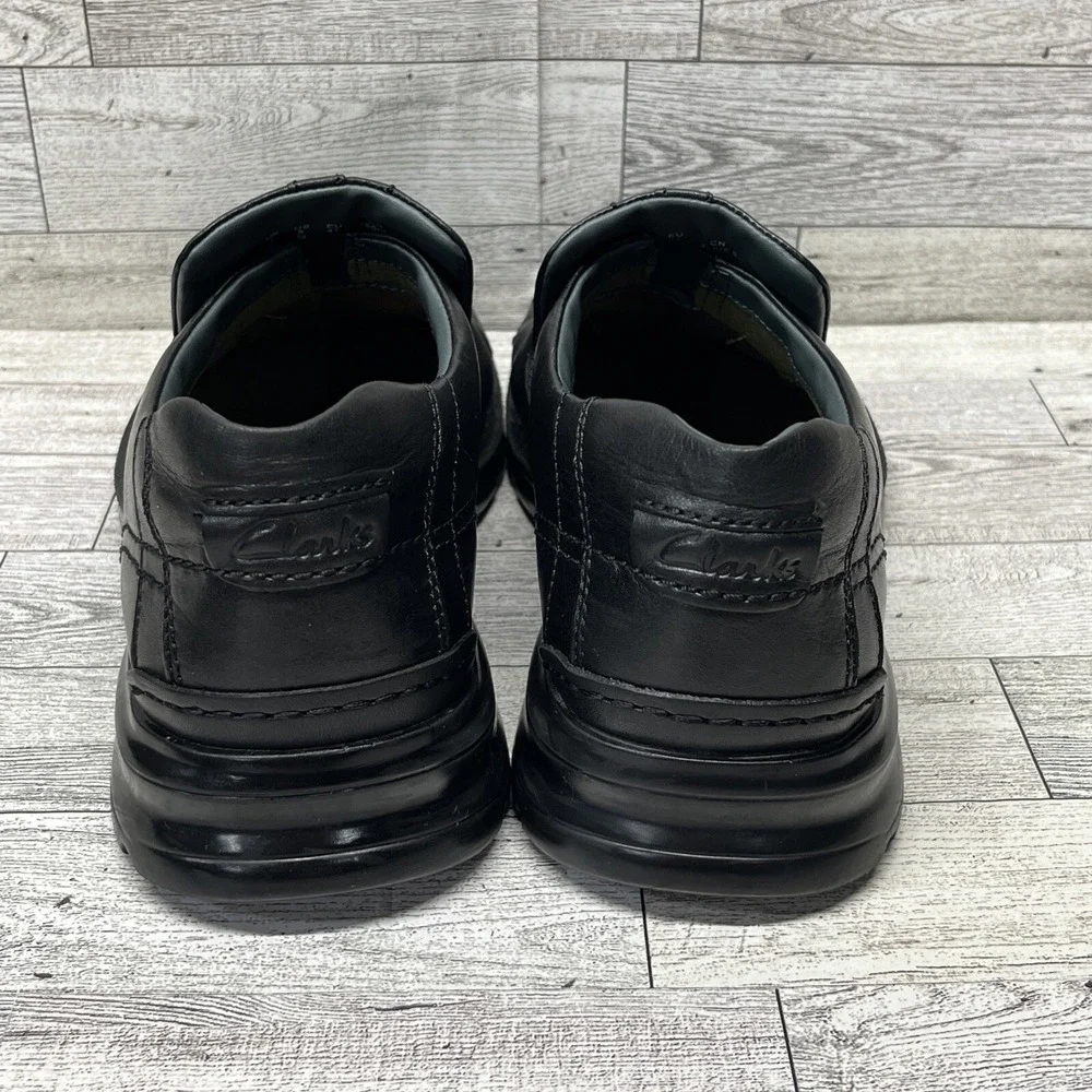 Clarks Escalade Step Black Leather Slip On Loafer Shoes Men Size‎ 8M